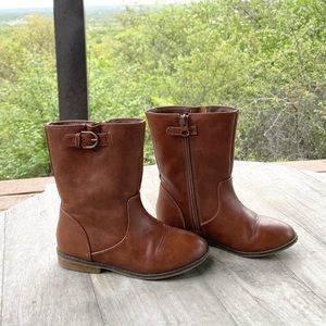 Brown faux leather boots for girls size 12